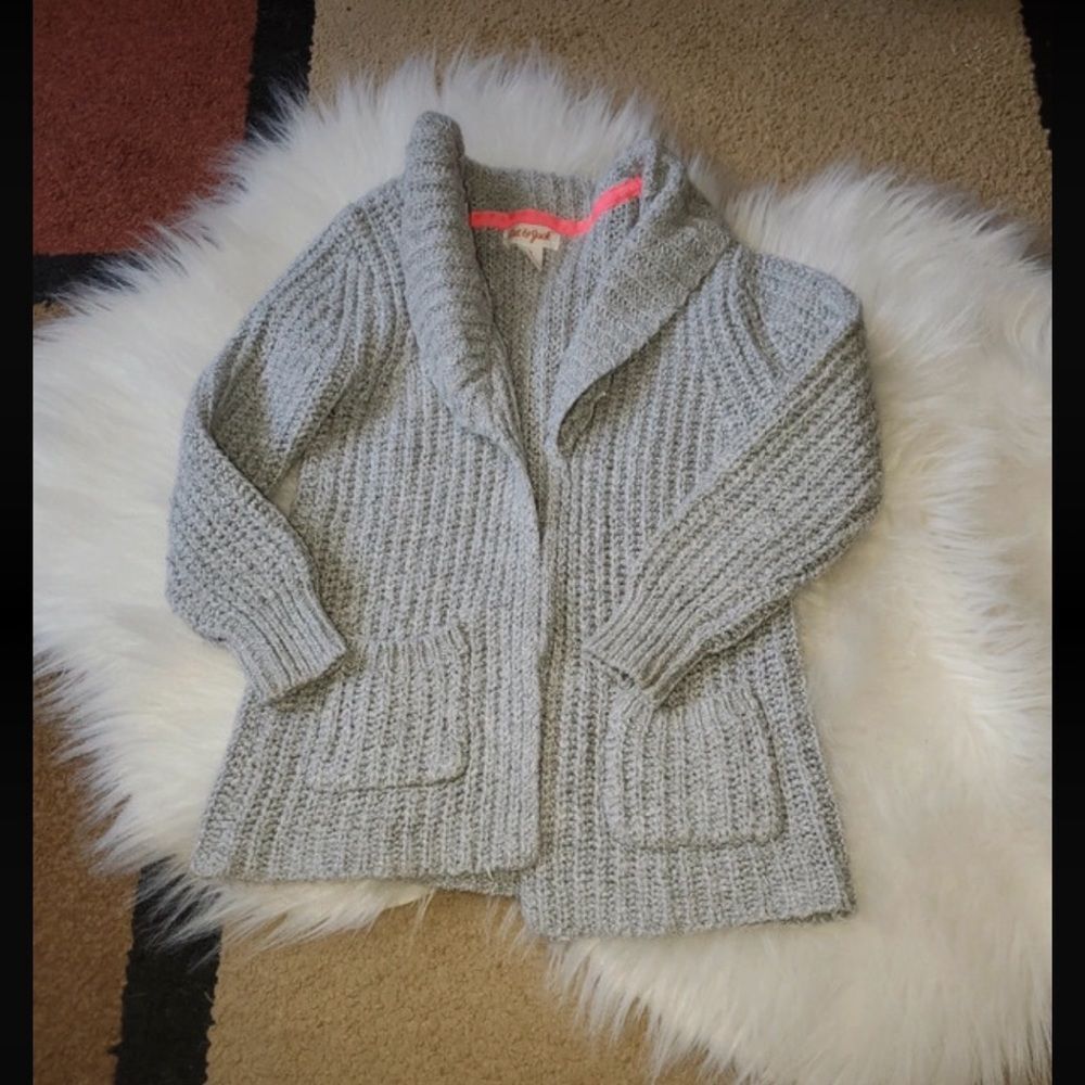Girl’s metallic shimmer cardigan sweater gray size 3T EUC